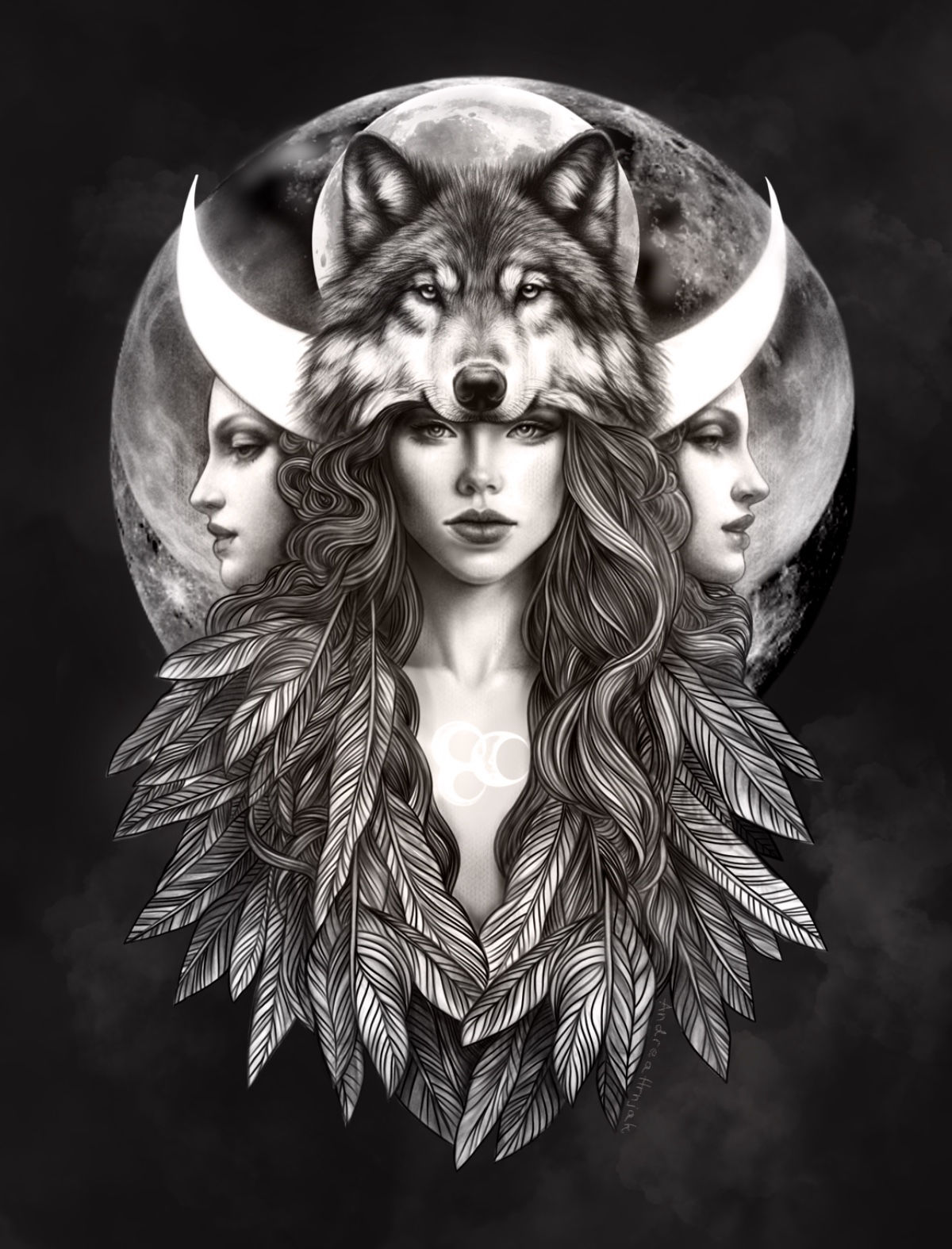 Illustration of moon goddess Hecate