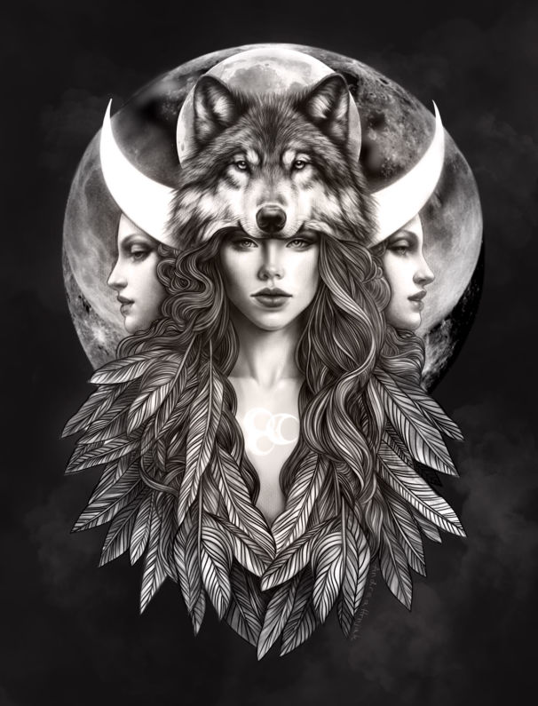 Illustration of moon goddess Hecate